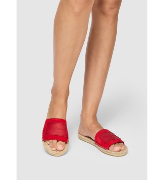 Pepe Jeans Siva Berry rdeči usnjeni sandali