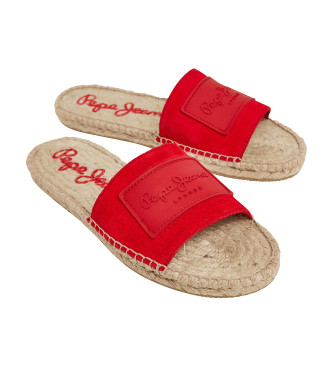 Pepe Jeans Siva Berry rdeči usnjeni sandali