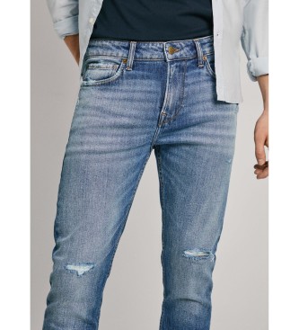 Pepe Jeans Dżinsy Skinny Ripped niebieskie