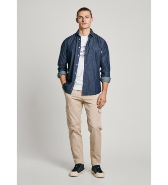 Pepe Jeans Spodnie cargo Twill beżowe