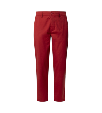 Pepe Jeans Pantaloni chino in popeline di cotone rosso