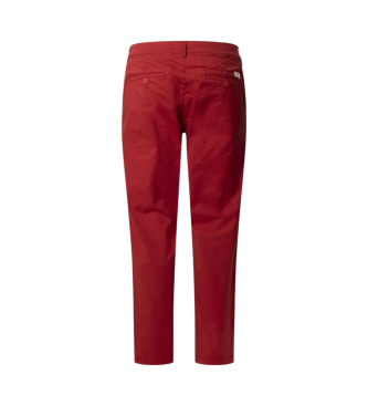 Pepe Jeans Pantalon chino en popeline de coton rouge