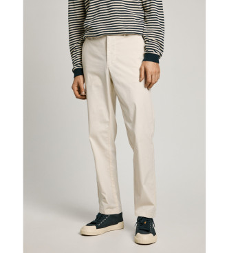 Pepe Jeans Witte ecru katoenen popeline chino broek