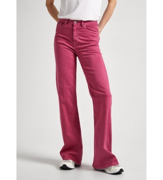 Pepe Jeans Spodnie Slim Fit Flare w kolorze różowym