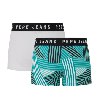 Pepe Jeans Confezione da 2 boxer a blocchi grigi e verdi