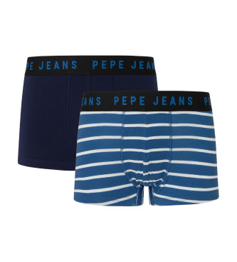 Pepe Jeans Confezione 2 Boxer Stripes blu scuro, blu