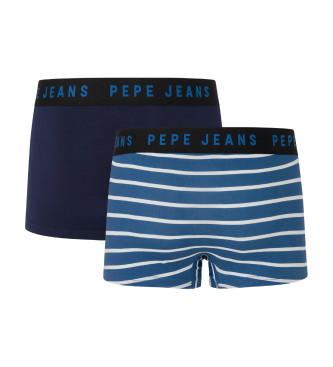 Pepe Jeans Confezione 2 Boxer Stripes blu scuro, blu
