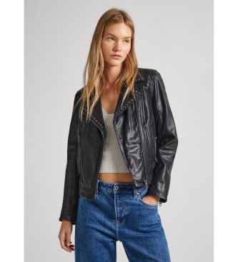 Pepe Jeans Leather jacket Summer black