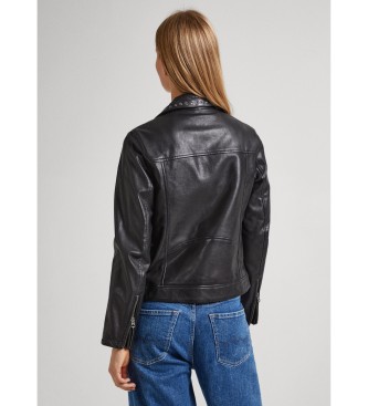 Pepe Jeans Leather jacket Summer black