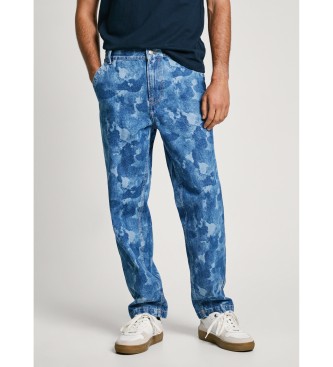 Pepe Jeans Jeans Taper Camouflage niebieski