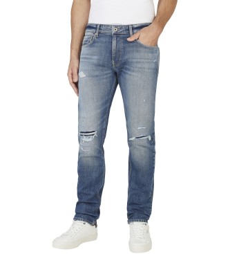 Pepe Jeans Niebieskie jeansy vintage o dopasowanym kroju