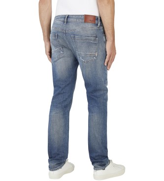 Pepe Jeans Niebieskie jeansy vintage o dopasowanym kroju