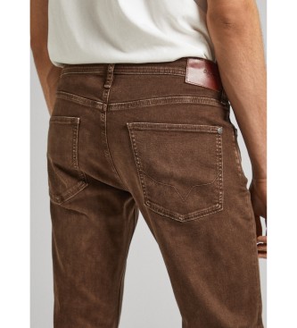Pepe Jeans Brązowe zwężane dżinsy