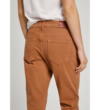 Pepe Jeans Dżinsy Tapered Hw brązowe