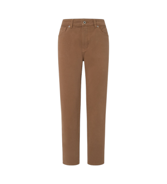 Pepe Jeans Dżinsy Tapered Hw brązowe