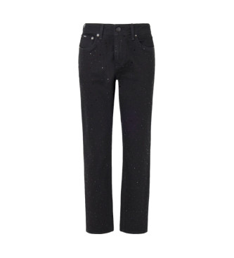 Pepe Jeans Jeansy Tapered Hw Sparkle czarne