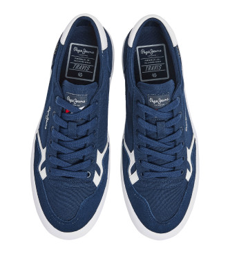 Pepe Jeans Travis Brit navy leather trainers