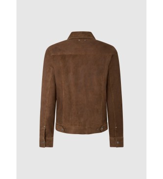Pepe Jeans Leather Jacket Vryson brown