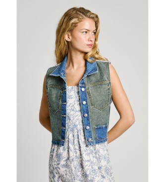 Pepe Jeans Gilet W11 Denim Rever bleu vert, bleu