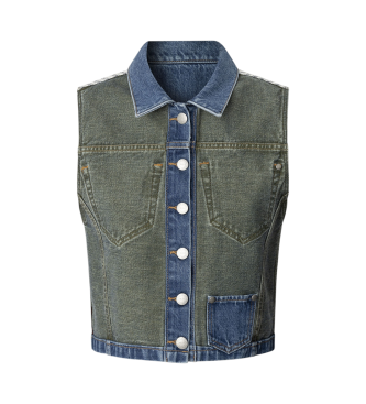 Pepe Jeans Gilet W11 Denim Rever bleu vert, bleu