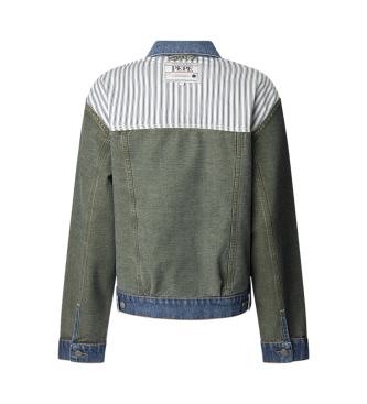 Pepe Jeans Veste rversible en tissu denim vert, bleu