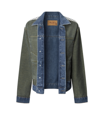 Pepe Jeans Giacca reversibile in tessuto denim verde e blu