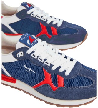 Pepe Jeans Sneakers in pelle blu navy retr Brit