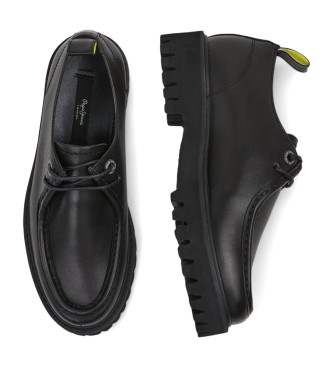 Pepe Jeans Trucker Wallaby chaussures en cuir noir