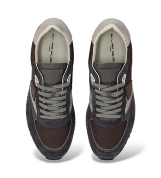 Philippe Model Baskets en Cuir Blville Low gris, marron
