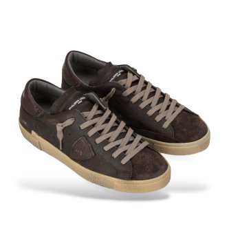 Philippe Model Brown Prsx Low Leather Sneakers