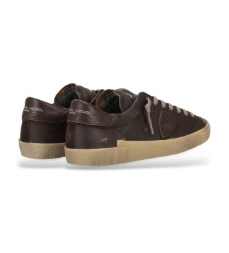 Philippe Model Brown Prsx Low Leather Sneakers