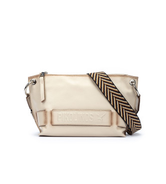 Pikolinos Alcudia beige lederen schoudertas met geweven riem