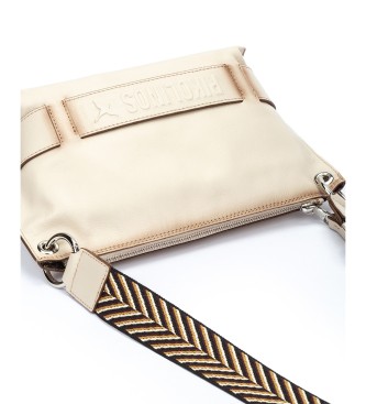 Pikolinos Alcudia beige lederen schoudertas met geweven riem
