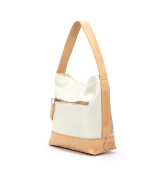 Pikolinos Alcudia openwork leather handbag white cream