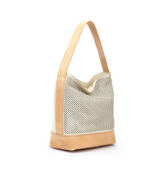 Pikolinos Alcudia openwork leather handbag white cream