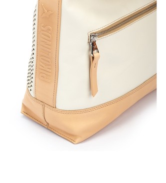Pikolinos Alcudia openwork leather handbag white cream