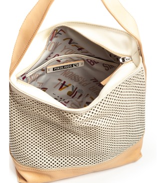 Pikolinos Alcudia openwork leather handbag white cream