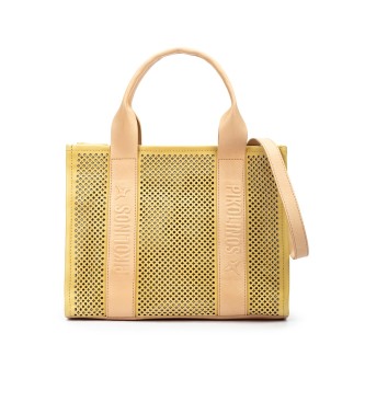 Pikolinos Alcudia openwork leather tote bag yellow