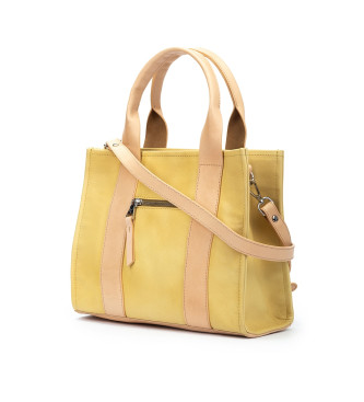 Pikolinos Alcudia openwork leather tote bag yellow