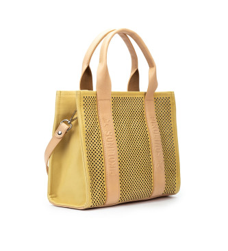 Pikolinos Alcudia openwork leather tote bag yellow