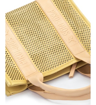 Pikolinos Alcudia openwork leather tote bag yellow