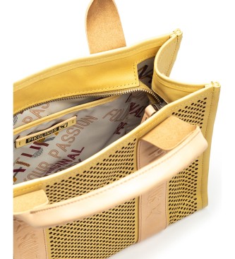Pikolinos Alcudia openwork leather tote bag yellow