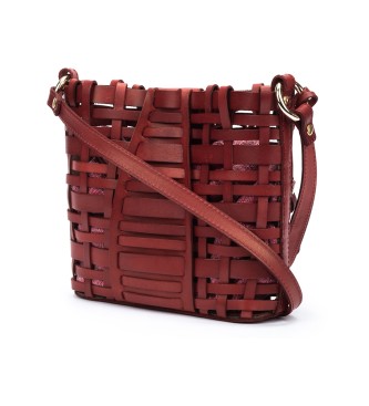 Pikolinos Maroon Romana hndtaske i flettet lder