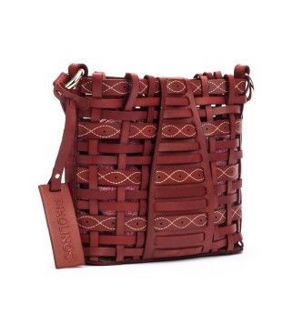 Pikolinos Maroon Romana hndtaske i flettet lder