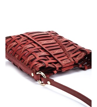 Pikolinos Maroon Romana hndtaske i flettet lder