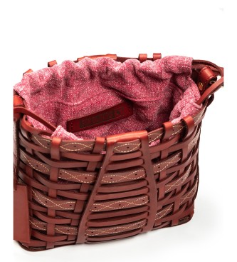 Pikolinos Maroon Romana hndtaske i flettet lder