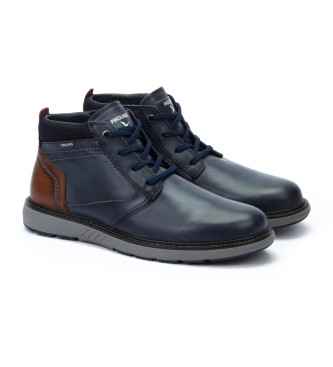 Pikolinos Navy Bilbao Leather Ankle Boots