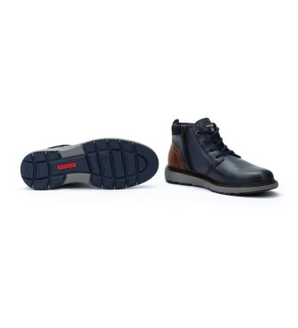 Pikolinos Navy Bilbao Leather Ankle Boots