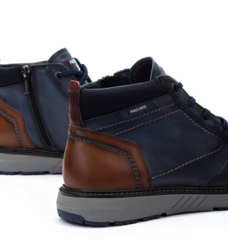 Pikolinos Navy Bilbao Leather Ankle Boots