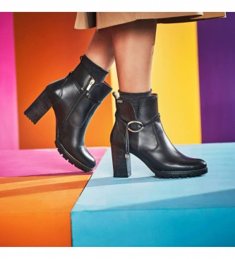 Pikolinos Botines de Piel Connelly negro -Altura tac�n 9cm-